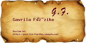 Gavrila Füzike névjegykártya